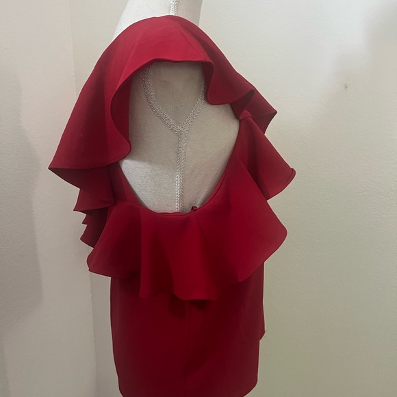 Mango One-Shoulder Ruffle Red Camisole - Picture 3 of 7